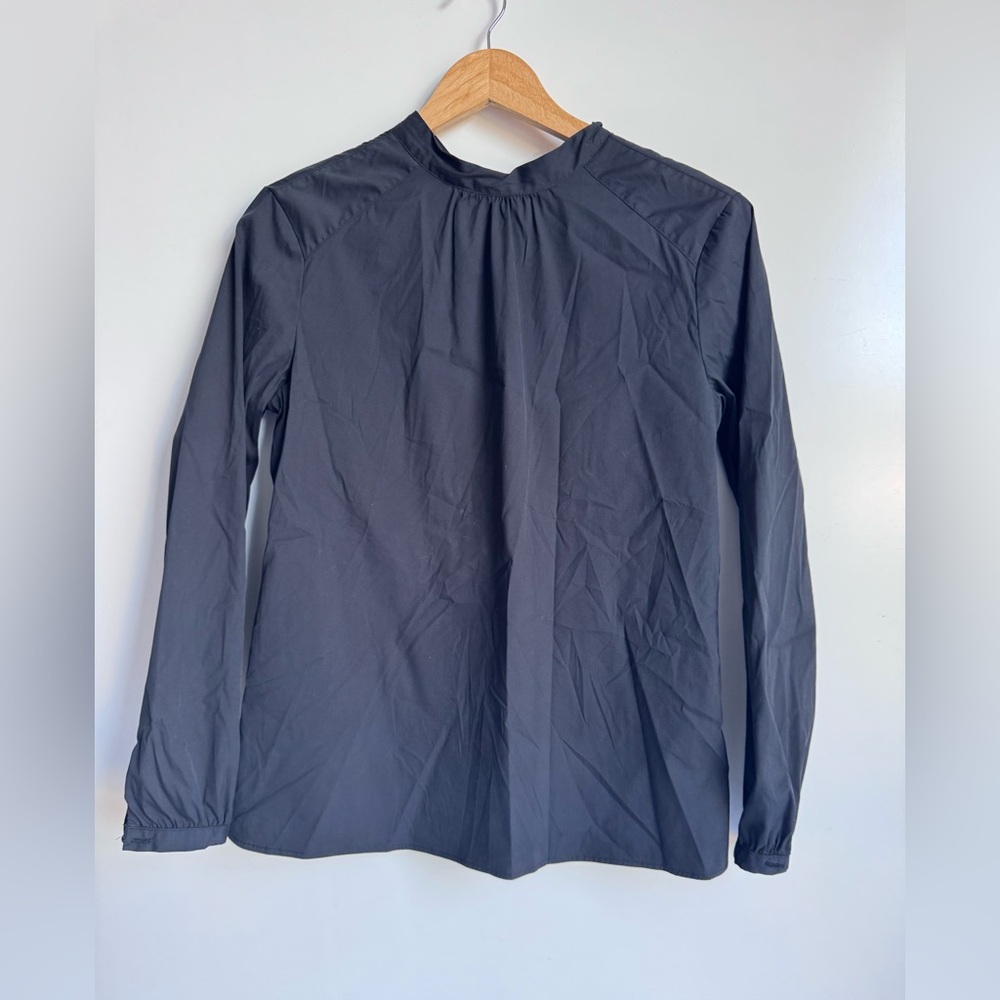 J. McLaughlin Women Small Black Long Sleeve Top Bow Tie Catalina cloth office